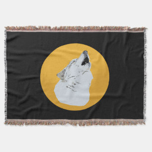 Wolf & Moon Throw Blanket
