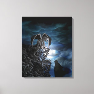 Wolf Moon - Wolf with Golem Canvas Print