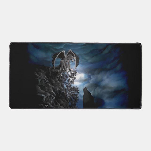 Wolf Moon - Wolf with Golem Desk Mat (Front)