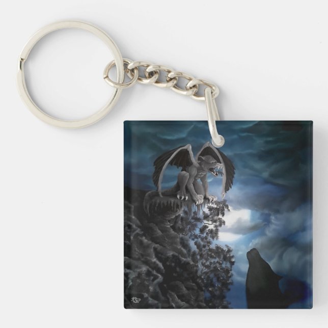 Wolf Moon - Wolf with Golem Keychain (Front)