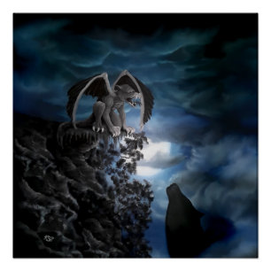 Wolf moon - Wolf with Golem Poster