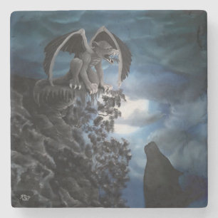 Wolf Moon - Wolf with Golem Stone Coaster