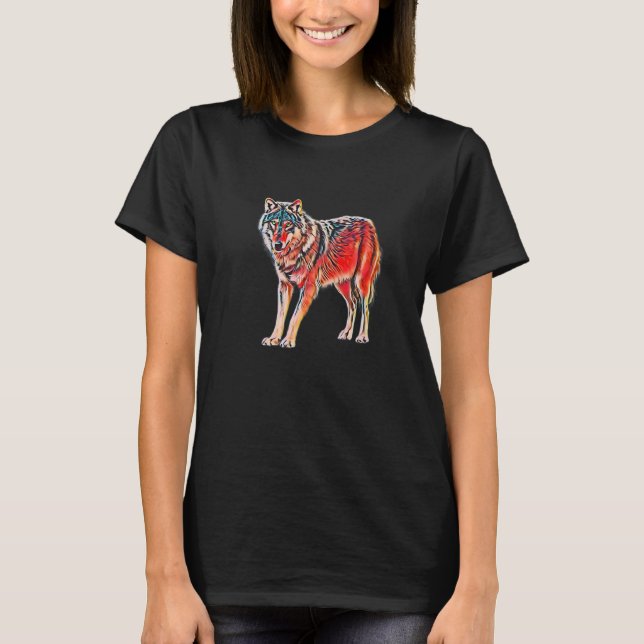 Wolf Motif Pack Moon Wild Lupus Colourful Wolves   T-Shirt (Front)