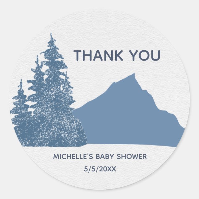 Wolf Mountain Forest Boy Thank You Classic Round Sticker (Front)
