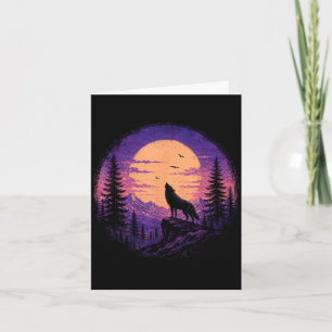 Wolf mountain forest moon wilderness nature card
