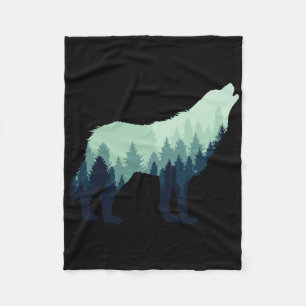 Wolf Nature Outdoor Forest Camping Hiking Gift Fleece Blanket