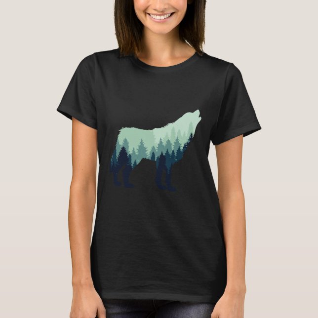 Wolf Nature Outdoor Forest Camping Hiking Gift  T-Shirt (Front)