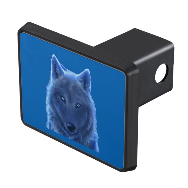 Wolf neon blue trailer hitch cover (Top Right)