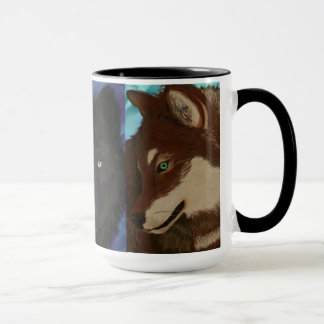 Wolf of many colours mug