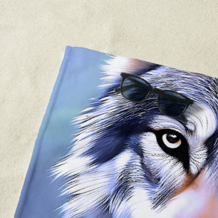 Wolf Oil Paint The Essence Of Beauty, Beach Towel