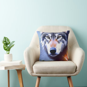 Wolf Oil Paint The Essence Of Beauty, Throw Pillow