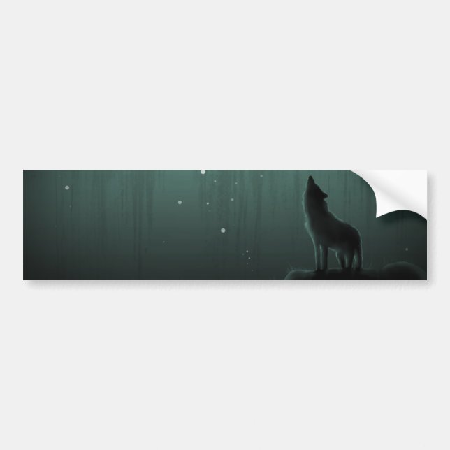 wolf on a hill bumper sticker (Front)