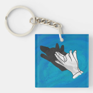 Wolf On Blue Keychain
