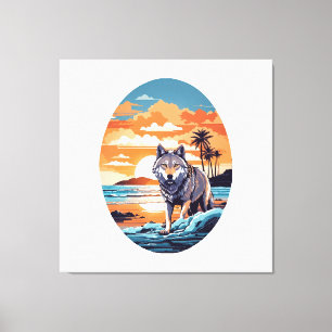 Wolf on the Beach Canvas Print