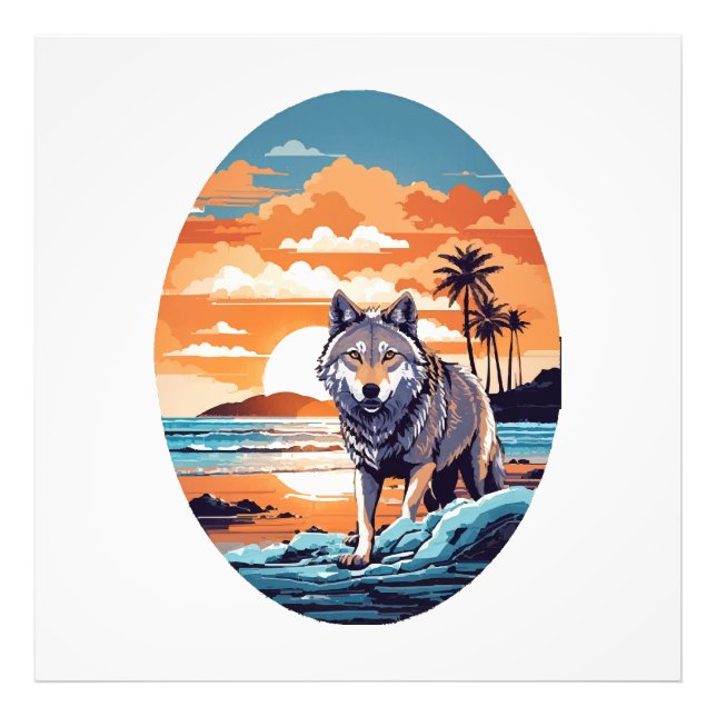 Wolf on the Beach Photo Print (Front)