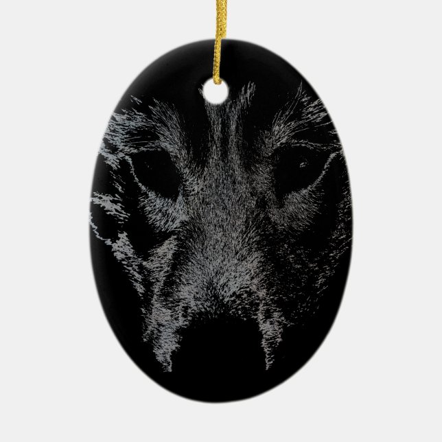 Wolf Ornament Personalized Wolf Pup Decoration (Front)
