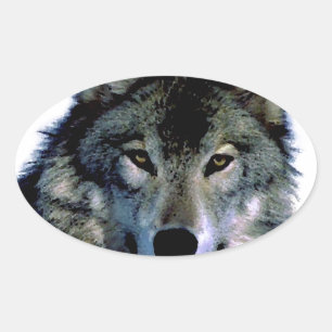 Wolf Oval Sticker