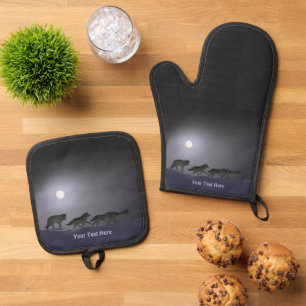 Wolf Pack - Brilliant Night Oven Mitt & Pot Holder Set