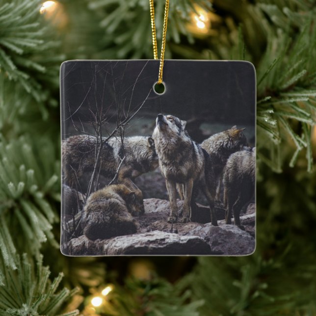 Wolf Pack Ceramic Ornament (Tree)