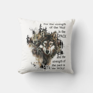 Wolf & Pack Family Inspirational Quote Throw Pillow