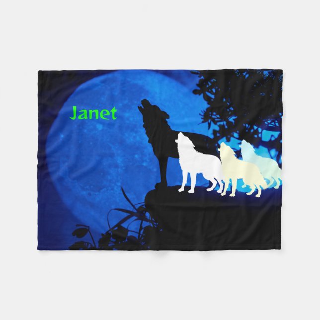 Wolf pack  fleece blanket (Front (Horizontal))