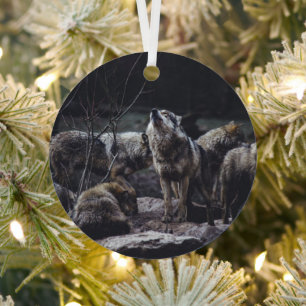 Wolf Pack Metal Ornament