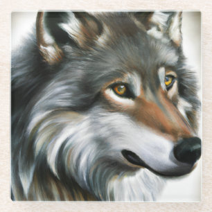 Wolf Painting Glass Coaster