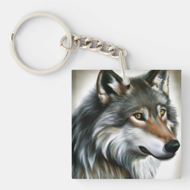 Wolf Painting Keychain (Front)