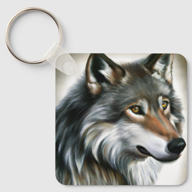 Wolf Painting Keychain (Front)