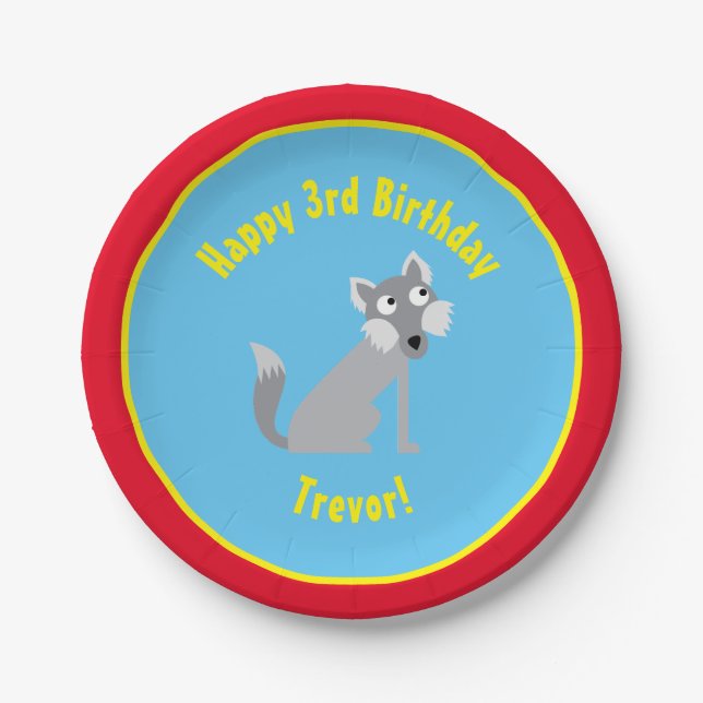Wolf Paper Plates Animal Birthday Party (Front)