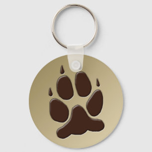 Wolf Paw Print Keychain