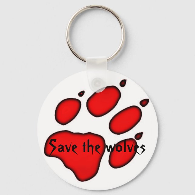 wolf paw, Save the wolves Keychain (Front)