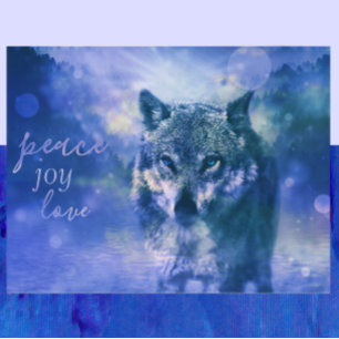Wolf Peace Joy Love New Year Postcard