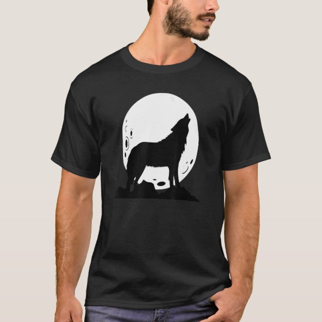 wolf phases during the rising of the moon wolf moo T-Shirt (Front)