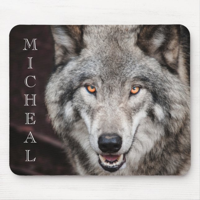 Wolf  Photo  Personalized name  Mouse Pad (Front)