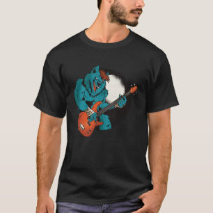 Wolf Playing a Bass Guitar Heavy Metal Rock and ro T-Shirt
