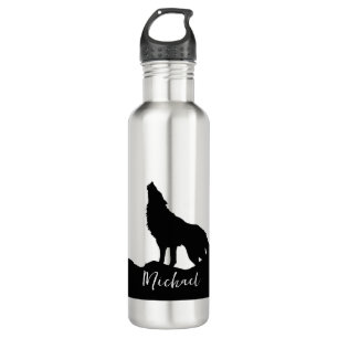 Wolf Pop Art Your Name Custom Black White 710 Ml Water Bottle