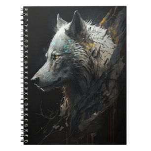 Wolf Portrait Animal Nature Wildlife Dark Painting Notebook