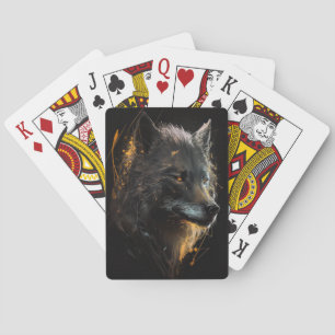 Wolf Portrait Animal Nature Wildlife Dark Painting Playing Cards