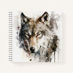 Wolf Portrait Animal Painting Wildlife Forest  Notebook
