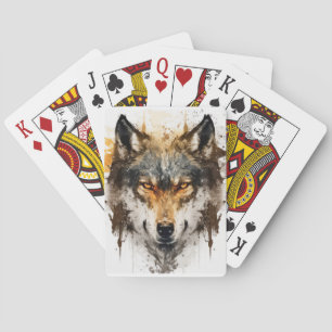 Wolf Portrait Animal Painting Wildlife Outdoors  Playing Cards