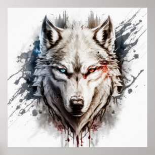 Wolf Portrait Animal Painting Wildlife Outdoors  Poster