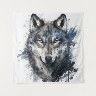 Wolf Portrait Animal Painting Wildlife Outdoors Tapestry