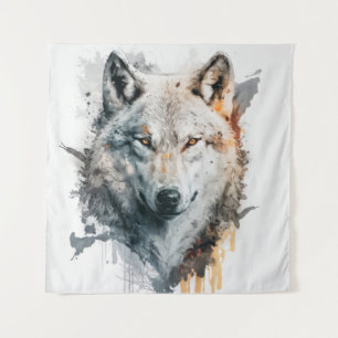 Wolf Portrait Animal Painting Wildlife Outdoors  Tapestry