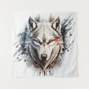 Wolf Portrait Animal Painting Wildlife Outdoors Tapestry