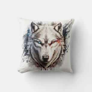 Wolf Portrait Animal Painting Wildlife Outdoors Throw Pillow