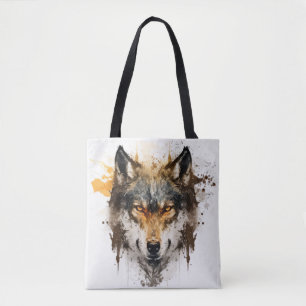Wolf Portrait Animal Painting Wildlife Outdoors Tote Bag