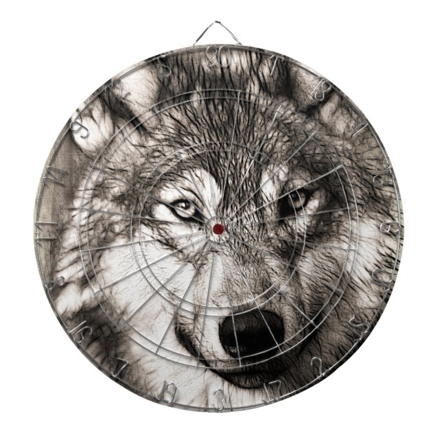 Wolf portrait dartboard (Front)