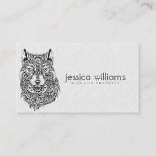 Wolf Portrait Detailed Abstract Illustration Business Card