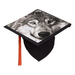 Wolf portrait graduation cap topper